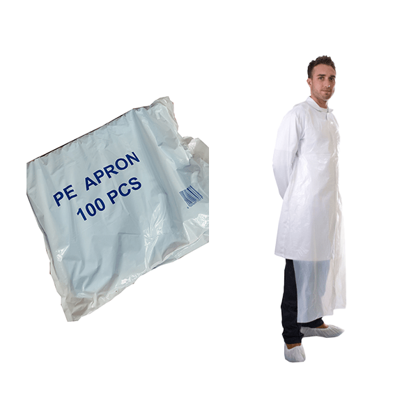 Apron White Plastic Disposable