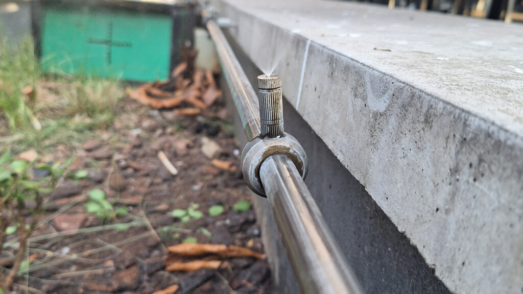 Example of a high-pressure misting system that can be used to prevent heat stress in chickens.