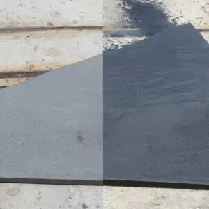 Wet sandblasting can be used to create a river-washed finish on granite.